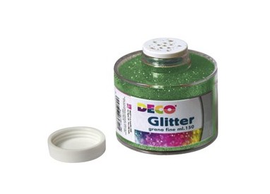 Barattolo glitter grana fine 150ml verde art.130/100 DECO