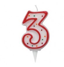 Candelina Zuccherino numero 3 - h. 8.5cm Big Party