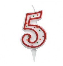 Candelina Zuccherino numero 5 - h. 8.5cm Big Party