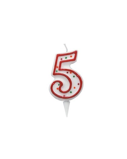 Candelina Zuccherino numero 5 - h. 8.5cm Big Party