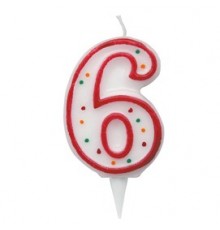 Candelina Zuccherino numero 6 - h. 8.5cm Big Party