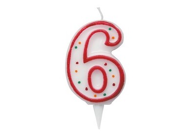 Candelina Zuccherino numero 6 - h. 8.5cm Big Party