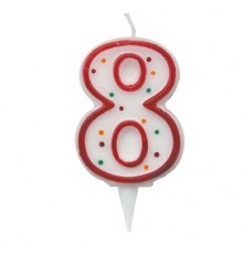 Candelina Zuccherino numero 8 - h. 8.5cm Big Party