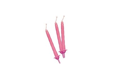 12 candeline c/supporto h. 8cm rosa Big Party