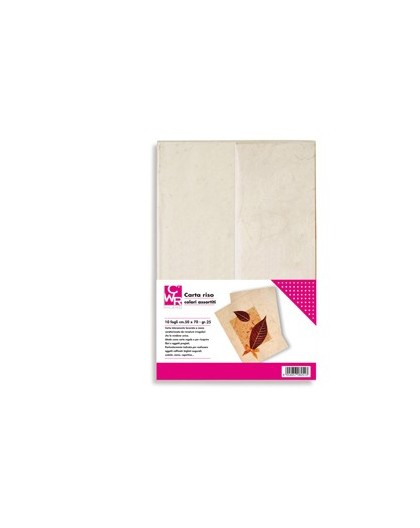 Confezione da 10 fogli carta riso 50x70cm colori assortiti CWR
