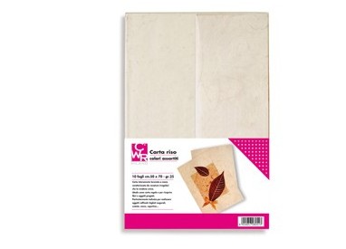 Confezione da 10 fogli carta riso 50x70cm colori assortiti CWR