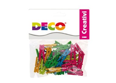 Confezione 45 mollettine in legno 25mm colori neon DECO