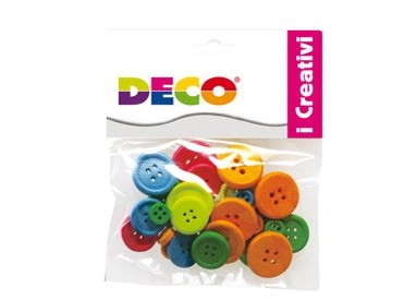 Confezione 30 bottoni in legno colori neon DECO