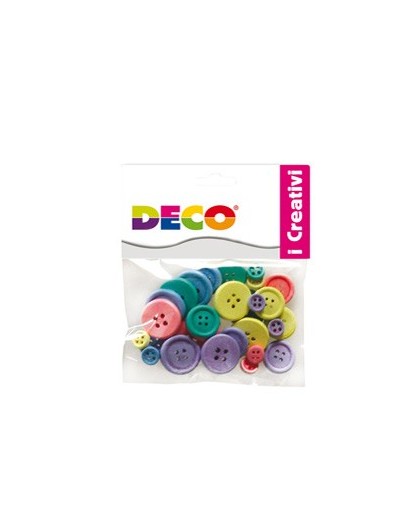 Confezione 30 bottoni in legno colori pastello DECO