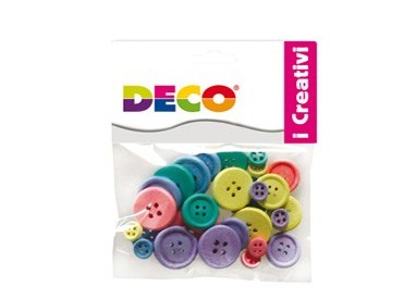 Confezione 30 bottoni in legno colori pastello DECO