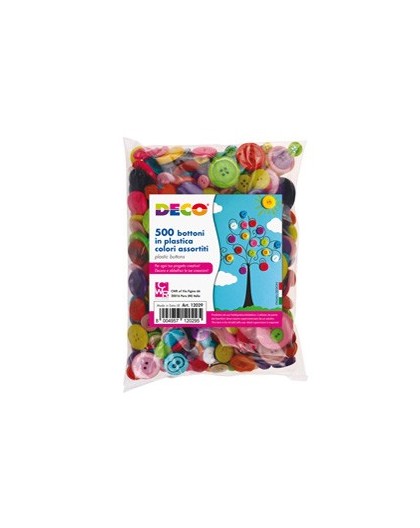 Confezione 650 bottoni in plastica colori assortiti DECO