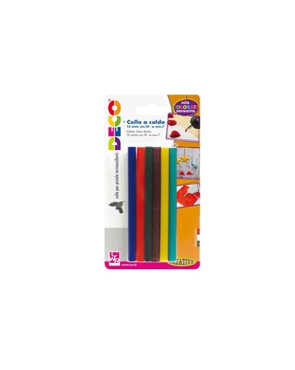 12 stick colle colori assortiti per pistola mini TG02M Ø.7mm - lungh.10cm DECO