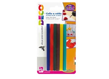 12 stick colle colori assortiti per pistola mini TG02M Ø.7mm - lungh.10cm DECO