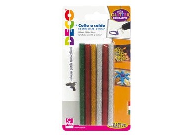 12 stick colle glitter assortite per pistola mini TG02M Ø.7mm - lungh.10cm DECO
