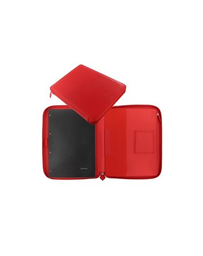 Portablocco Metropol 32x24,5x2,6cm similpelle rosso chiusura zip Filofax