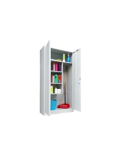 Armadio porta scope in metallo a 2 ante battenti 90x41xH181,5cm Grigio Kub8