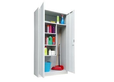 Armadio porta scope in metallo a 2 ante battenti 90x41xH181,5cm Grigio Kub8