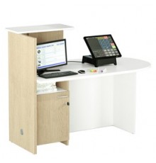 Postazione Reception Concept DX L143 x P83 x H117cm bianco/rovere
