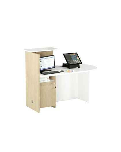 Postazione Reception Concept DX L143 x P83 x H117cm bianco/rovere