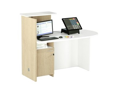 Postazione Reception Concept DX L143 x P83 x H117cm bianco/rovere