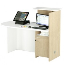 Postazione Reception Concept SX L143 x P83 x H117cm bianco/rovere