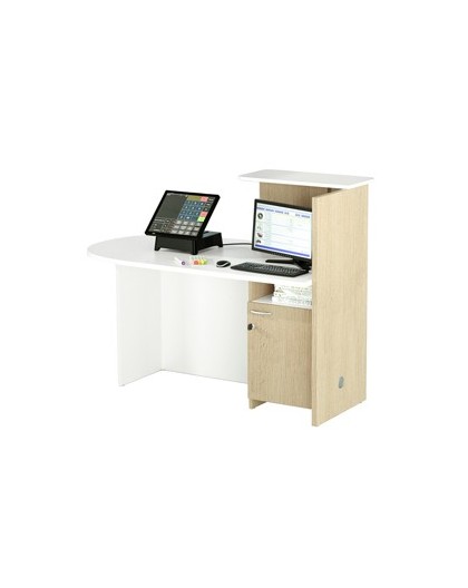 Postazione Reception Concept SX L143 x P83 x H117cm bianco/rovere