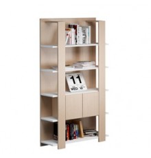 Libreria alta a 5 ripiani 100X38,6cm H198cm BIANCO/ROVERE - Concept