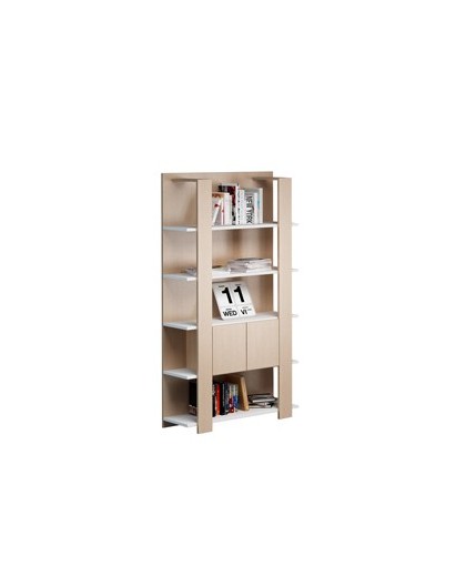 Libreria alta a 5 ripiani 100X38,6cm H198cm BIANCO/ROVERE - Concept
