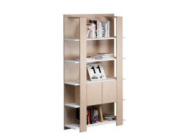 Libreria alta a 5 ripiani 100X38,6cm H198cm BIANCO/ROVERE - Concept