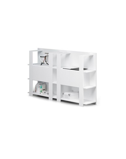 Libreria bassa a 3 ripiani 100X38,6cm H124cm BIANCO - Concept