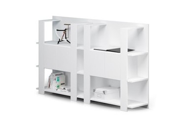 Libreria bassa a 3 ripiani 100X38,6cm H124cm BIANCO - Concept