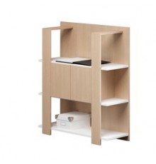 Libreria bassa a 3 ripiani 100X38,6cm H124cm BIANCO/ROVERE - Concept