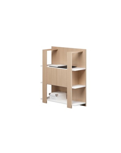 Libreria bassa a 3 ripiani 100X38,6cm H124cm BIANCO/ROVERE - Concept