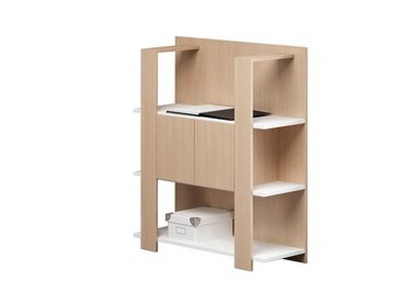 Libreria bassa a 3 ripiani 100X38,6cm H124cm BIANCO/ROVERE - Concept