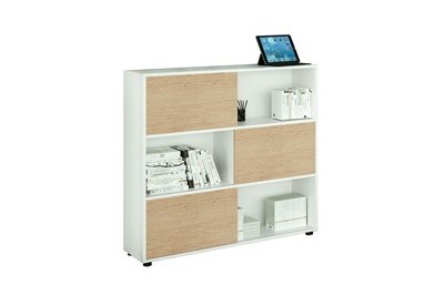 Libreria bassa a 3 ripiani ante scorr. 120X35cm H116cm BIANCO/ROVERE - Tetris