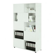 Libreria alta a 5 ripiani ante scorr. 120X35cm H191cm BIANCO/BIANCO - Tetris
