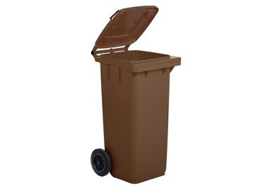 Bidone carrellato 120Lt marrone per raccolta differenziata