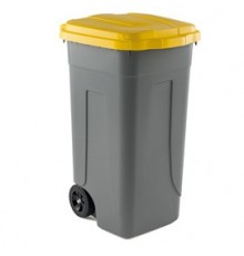Bidone mobile Cento 100Lt grigio c/coperchio giallo per raccolta differenziata