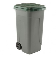 Bidone mobile Cento 100Lt grigio c/coperchio verde per raccolta differenziata