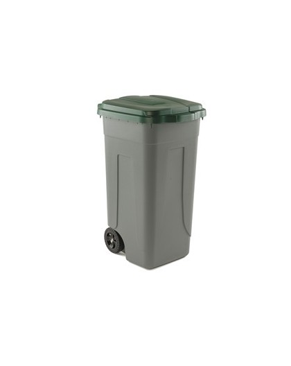 Bidone mobile Cento 100Lt grigio c/coperchio verde per raccolta differenziata