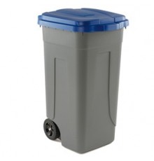 Bidone mobile Cento 100Lt grigio c/coperchio blu per raccolta differenziata