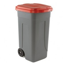 Bidone mobile Cento 100Lt grigio c/coperchio rosso per raccolta differenziata