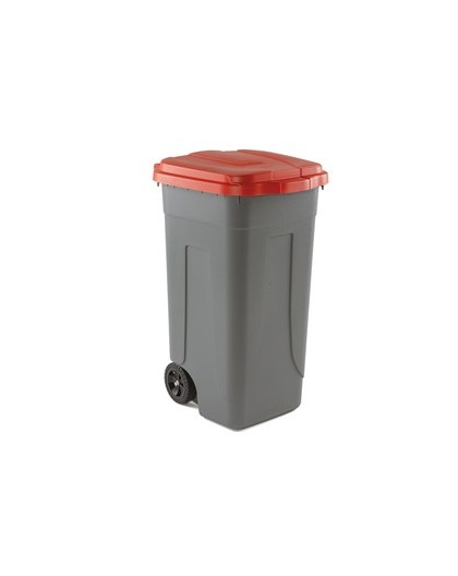 Bidone mobile Cento 100Lt grigio c/coperchio rosso per raccolta differenziata