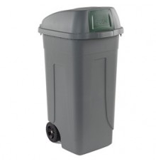 Bidone mobile Cen Push 100Lt grigio c/coperchio verde per raccolta diff.