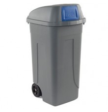 Bidone mobile Cento Push 100Lt grigio c/coperchio blu per raccolta diff.