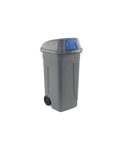 Bidone mobile Cento Push 100Lt grigio c/coperchio blu per raccolta diff.