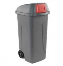 Bidone mobile Cento Push 100Lt grigio c/coperchio rosso per raccolta diff.