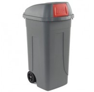 Bidone mobile Cento Push 100Lt grigio c/coperchio rosso per raccolta diff.