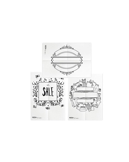 Set 3 stencil su foglio A2 a tema "SCONTI" Securit