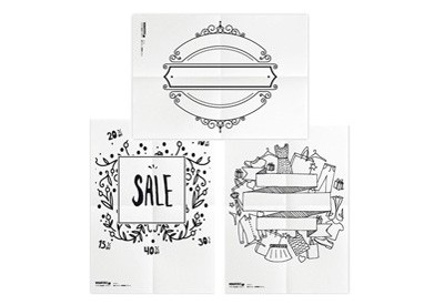 Set 3 stencil su foglio A2 a tema "SCONTI" Securit